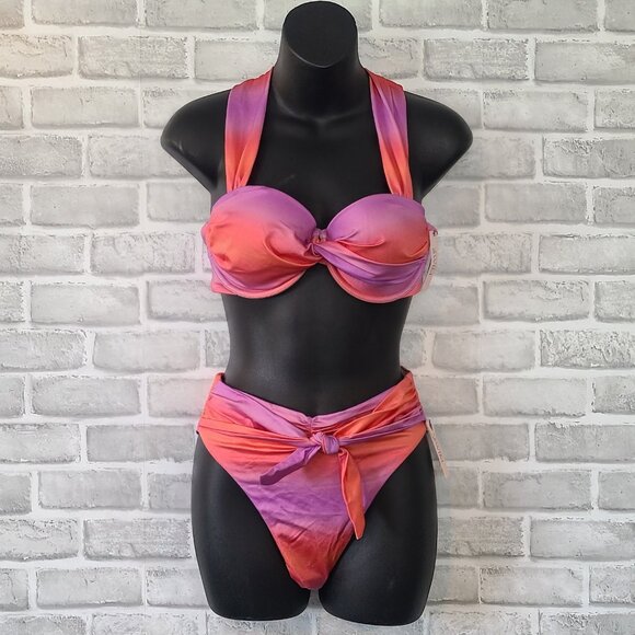 Victoria's Secret Other - Victoria's Secret Twist Halter Bikini Top High Waist Bottom Set NEW 36C Small